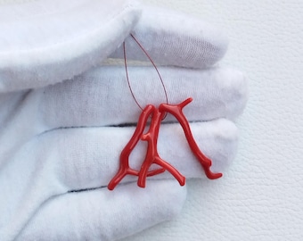 Italian Red Coral Branch, Antique Top Drilled Stick Beads (3 Pcs)