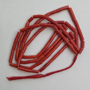 CORAL Tube Shape Strand, 100% Natural Red Coral Bead, Smooth Polished Red Coral Beads, Handmade Coral Necklace Beads Wholesale Supplies A759