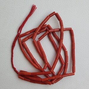 ON SALE !! Mediterranean Red Coral Tube Shape Beads Gemstones, 100% Natural Italian Red Coral Smooth 2 Strands, Perfect For Jewelry, A757