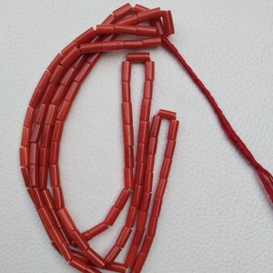 Cuentas en forma de tubo de coral rojo, hebras de coral sueltas sin teñir mediterráneas, cuentas de coral vintage antiguas-coral genuino cuentas de coral rojo italiano A760