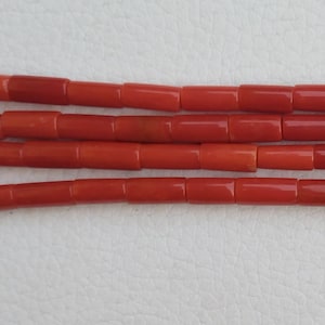 16&quot; INCHES Strand, 100% Natural Italian Coral Smooth Tube Shape Beads Necklace, AAA+ Quality Best Beads For Jewelry, Wholesale Price A756