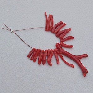 Cuentas de coral rojo antiguo natural, cuentas de coral rojo genuino, cuentas de coral italiano natural, cuentas de coral para hacer joyas... A766