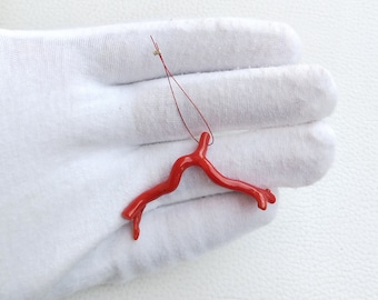 Blood Red, Coral Drilled Branch, 100%Natural Italian Red Coral Stick, Antique !!!! Red Coral Loose Branch, For Making Jewelry.... A482