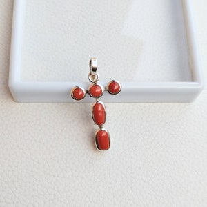 Very Unique, Red Coral Natural T Design Pendent, 925Sterling Silver Pendent.. One Of A Kind/Gift For Her, GORGEOUS.. Coral Jewelry Pendent..