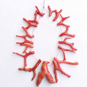 Coral Loose Branch Side Drilled, 100%Natural Italian Red coral Stick Beads loose Branch gemstone AAA+ Quality Coral Tree Polished Stick A580