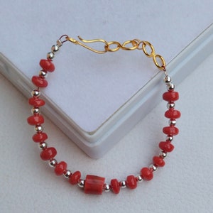 BEAUTIFUL, Coral Bracelet, 100% Natural Italian Coral Bracelet, Vintage Coral Handmade Bracelet, Red Coral Bracelet, Best Gift For Her, A774