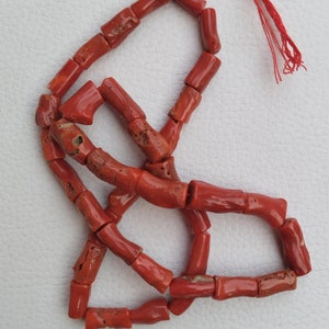 16&quot;Inches, Italian Red Coral Rough Beads, Natural Italian Red Coral Rough Loose Gemstone Beads-Antique Red Coral Strand For Jewelry.... A743