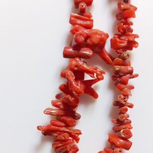Single Line Beads, 1 Strand 100% Natural Italian Coral Rough Necklace, Coral,Stick Rough,Nugget Beads Stick Shape 16&quot;Inches AA+ Quality A140