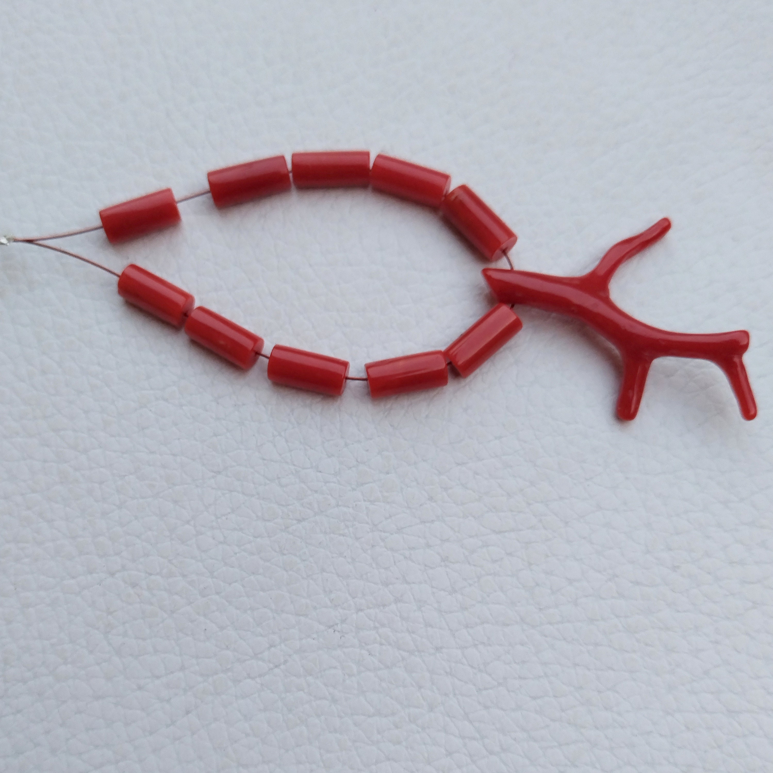 Perles Anciennes De Corail Rouge - Tubes 10/18mm, Pierre Précieuse, Inde