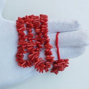 Unique Coral Stick Shape Beads, 100% Natural Italian Coral Rough Necklace, Coral Stick Nugget Beads Round Stick Shape AAA+++ Quality... A590