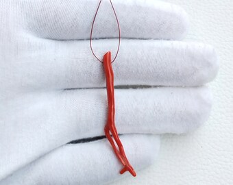 Italian Red Coral Drilled Stick, Natural Gemstone, 5.45 Ct A487