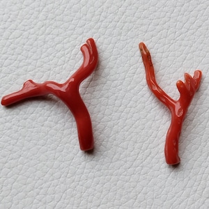 Genuine !! Natural Italian Red Coral Stick , 100% Natural Italian Coral Polished Stick Pair, Coral Stick Shiny Polished, Coral Sticks... A44