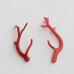 Beautiful !!! 100% Natural Italian Red Coral Stick Gemstones, AAA+ Quality Red Coral Stick-Loose Smooth Polished Branch 2 Pieces Lot... A335