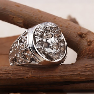 Sterling Silver Jesus Christ Ring: Religious Jewelry Gift