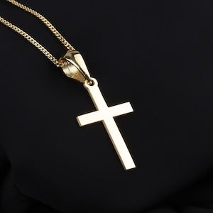 Men&#39;s Sterling Silver Cross Necklace: Gold Pendant, Cuban Chain