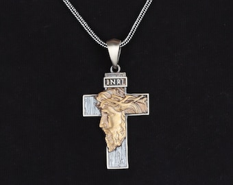 Sterling Silver Jesus Cross Pendant Necklace - Christian Catholic Jewelry