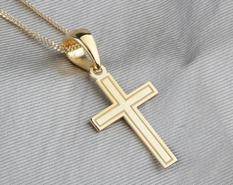 Gold Cross Chain Necklace • Men Cross Pendant • Silver Religious Jewelry • Jesus Crucifix Necklace • Minimalist Cross Necklace •Gift For Her