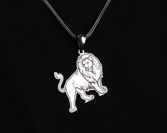 Lion King Men Necklace  • Animal Lover Pendant • Sterling Silver Lion Pendant • Wild Lion Charm • African Lion Charm • Best Lion Necklace