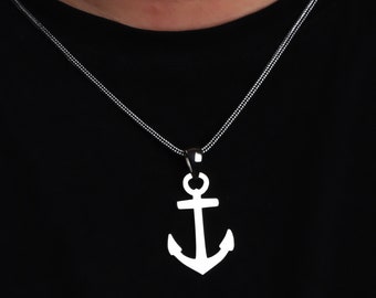 Nautical Men Necklace • Sterling Silver Sailor Men's Necklace • Silver Anchor Pendant • Sail Jewelry • Jewelry Gift For Him • Anchor Charm