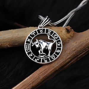 Naszyjnik męski Taurus • Srebrny naszyjnik z astrologią i znakiem zodiaku • Wisiorek męski Byk • Wisiorek astrologiczny • Zawieszka męska Taurus • Naszyjnik z horoskopem