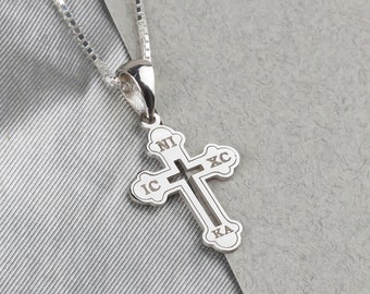 Christian Eastern Orthodox Cross Necklace • Silver Men Cross Necklace • IC XC NIKA Cross Necklace • Gold Orthodox Pendant •Religious Jewelry