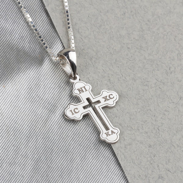 Christian Eastern Orthodox Cross Necklace • Silver Men Cross Necklace • IC XC NIKA Cross Necklace • Gold Orthodox Pendant •Religious Jewelry