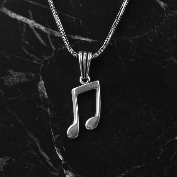 Collier pour homme avec notes de musique • Bijoux note en argent • Cadeau pour musicien • Collier pour mélomane • Pendentif clé de sol • Charm musique • Cadeau pour homme