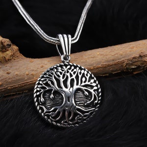 Sterling Silver Tree of Life Necklace: Viking Yggdrasil Pendant