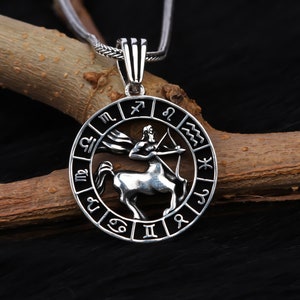 Handmade Sterling Silver Sagittarius Necklace: Zodiac Horoscope Pendant