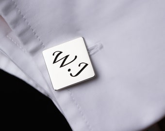 Initials Men Cufflinks • Personalized Name Cufflinks • Groom Wedding Cufflinks • Customized Cufflinks • Sterling Silver Letter Cufflinks