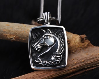 Sterling Silver Horse Head Pendant Necklace - Handmade Animal Jewelry