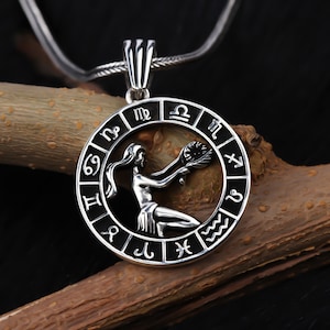 Virgo Men Necklace • Silver Zodiac Jewelry For Men • Sterling Silver Horoscope Men&#39;s Pendant • 925k Virgo Astrology Necklace • Gift For Men