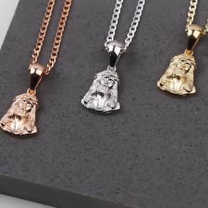 Sterling Silver Jesus Men Necklace • Gold Christ Jesus Pendant • Rose Gold Jesus Head Necklace • Religious Jewelry •Christian Catholic Cahrm