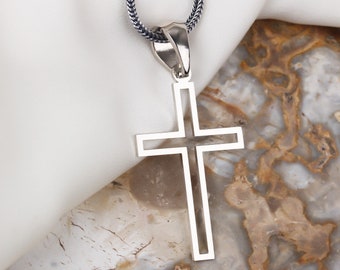 Crucifix Men Necklace • Religious Pendant • Sterling Silver Cross Necklace • Jesus Jewelry • Christian Catholic Cahrm • Christ Men Necklace