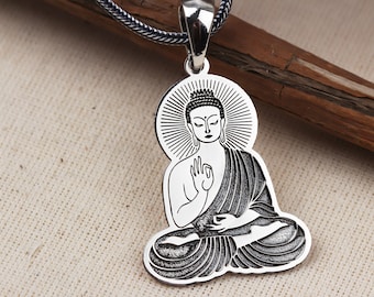 Sterling Silver Buddha Men's Necklace • Buddhist Necklace • Meditating Buddha Pendant • Buddha Spiritual Necklace • Yoga Buddhist Jewelry