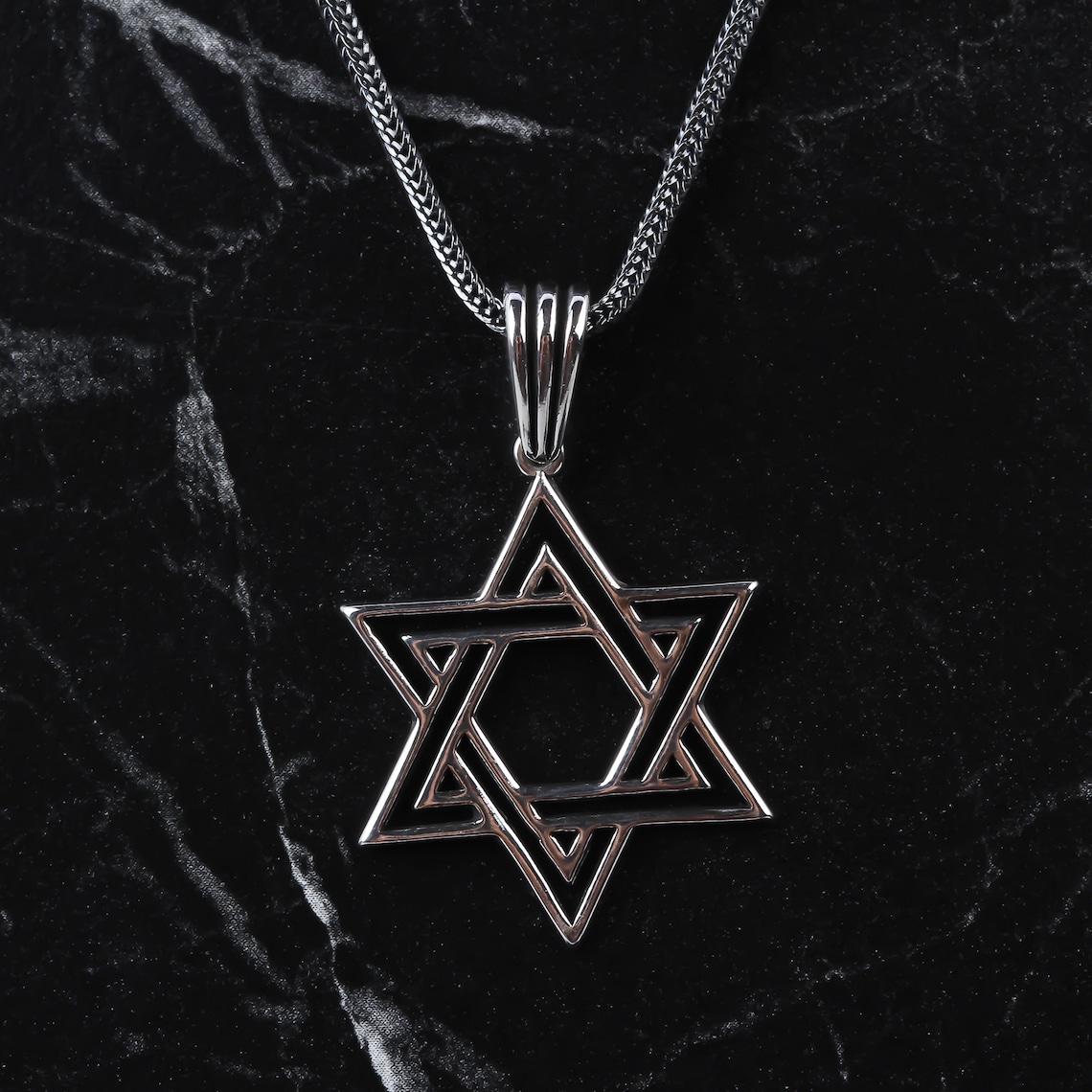 Star of David Men Necklace Sterling Silver Religious Pendant Etsy