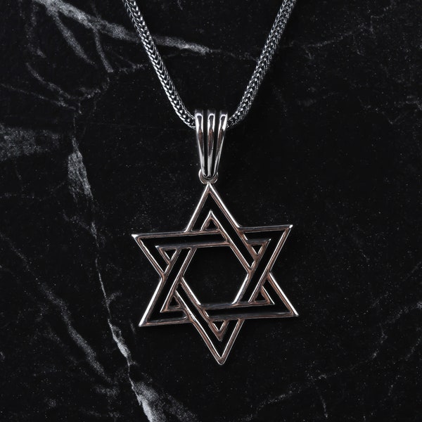 Star of David Men Necklace • Sterling Silver Religious Pendant • Jewish Necklace • Mens Silver Star Of David Necklace • Megan David Necklace