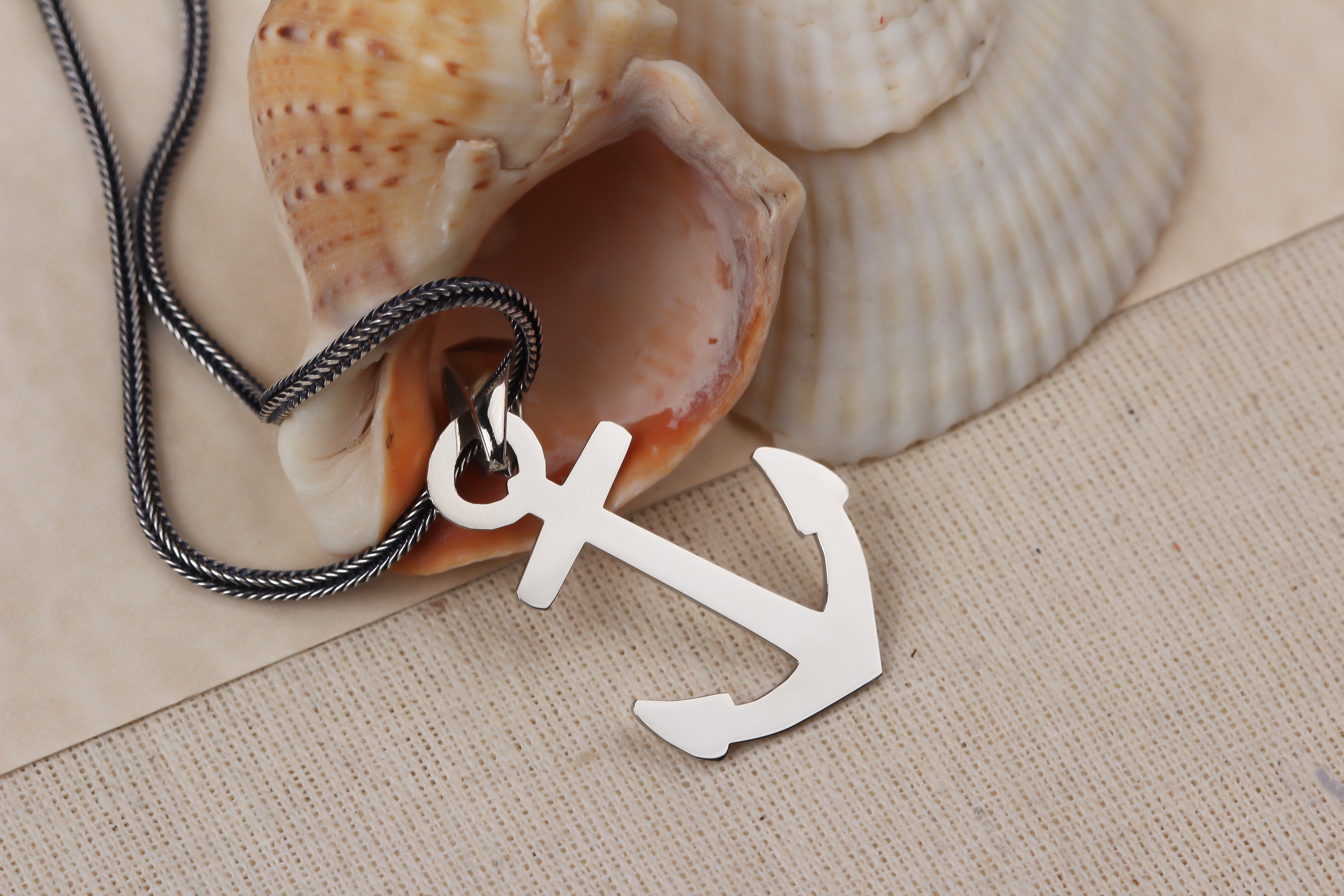 Collana con ancora grande in oro 18 carati, catena da uomo in oro per la nautica, gioielli da uomo, gioielli nautici, gioielli da diportista, marinaio, regalo per lui, regalo per figlio