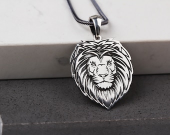 Lion Head Men Necklace • Wild Lion Pendant • Sterling Silver Animal Lover Necklace • Jewelry For Men • Lion Men's Necklace •Maned Lion Charm