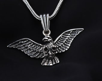 Collana Da Uomo In Argento Sterling 925 Con Aquila E Pietra - Foto 3
