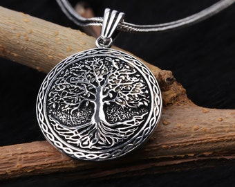 Life Tree Men Necklace • Silver Yggdrasil Necklace • Norse Mythology World Tree • Tree of Life Pendant • Handmade Viking Tree Necklace