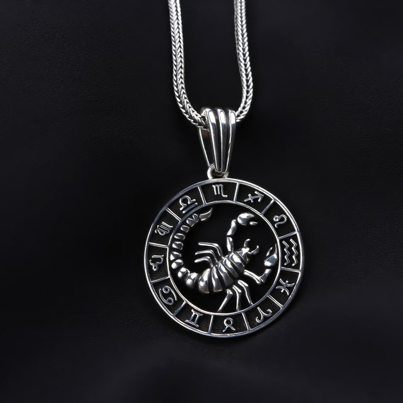 Sterling Silver Scorpion Necklace: Zodiac Horoscope Pendant, Men's Jewelry