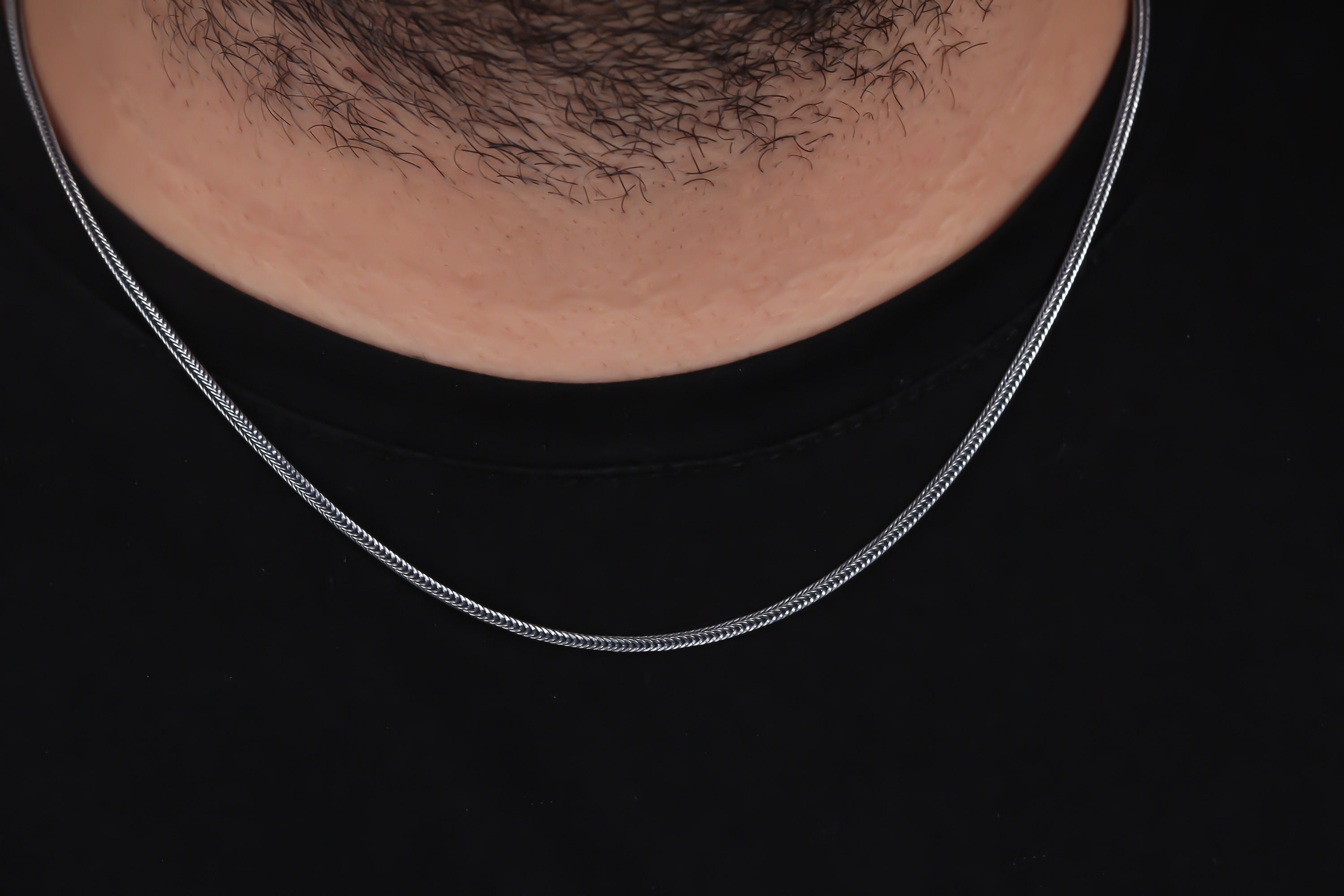 Sterling Silver Foxtail Chain Necklace Men Foxtail Chain Etsy