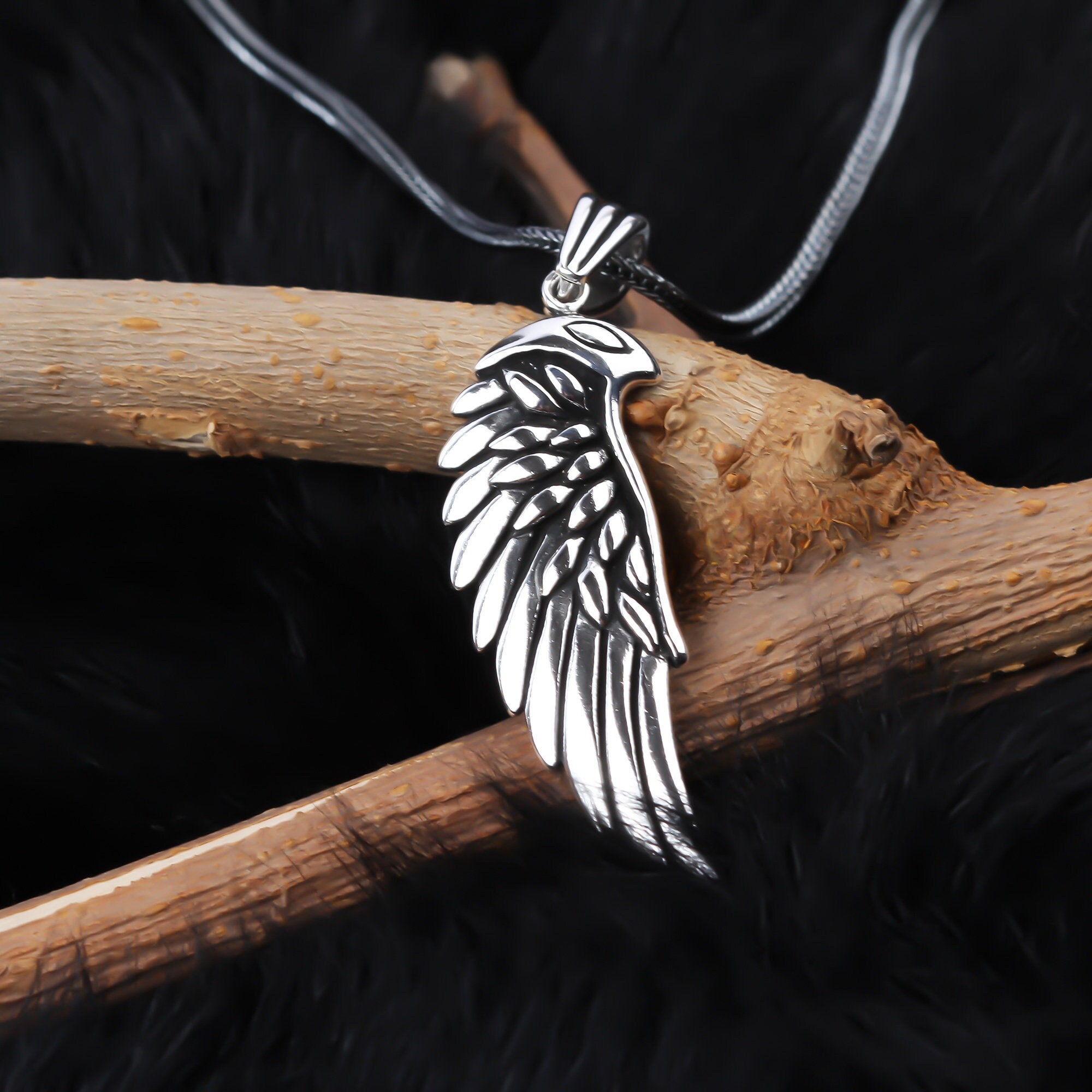 Sterling Silver Angel Wing Necklace Minimalist Eagle Pendant