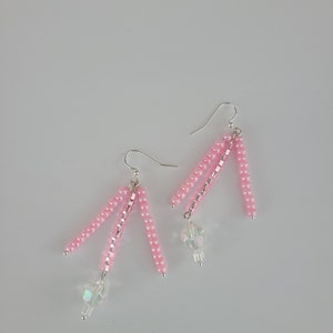 Crystal Bubble Gum color Dangling earrings