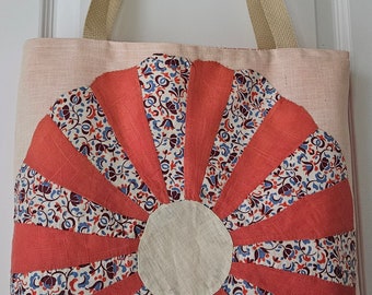 Market bag made with Antique quilt square