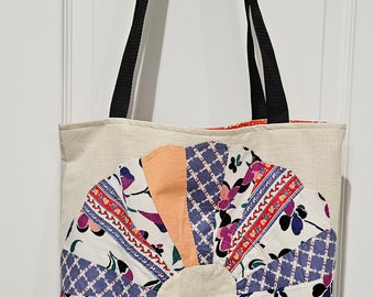 Market bag made with Antique quilt square