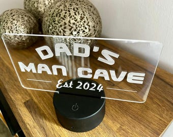 Letrero personalizado para la cueva del hombre, placa, bar, oficina, sala de juegos, regalo del Día del Padre. Papá, abuelo, cueva del hombre de papá.