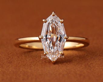 3 Carat Step Marquise Lab Grown Diamond Engagement Ring, Solitaire 18k Yellow Gold IGI Certified Ring