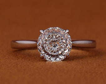 1 - 5 Carat Portuguese Cut Lab Diamond Solitaire Ring – Platinum Engagement IGI Certified Ring for Her.